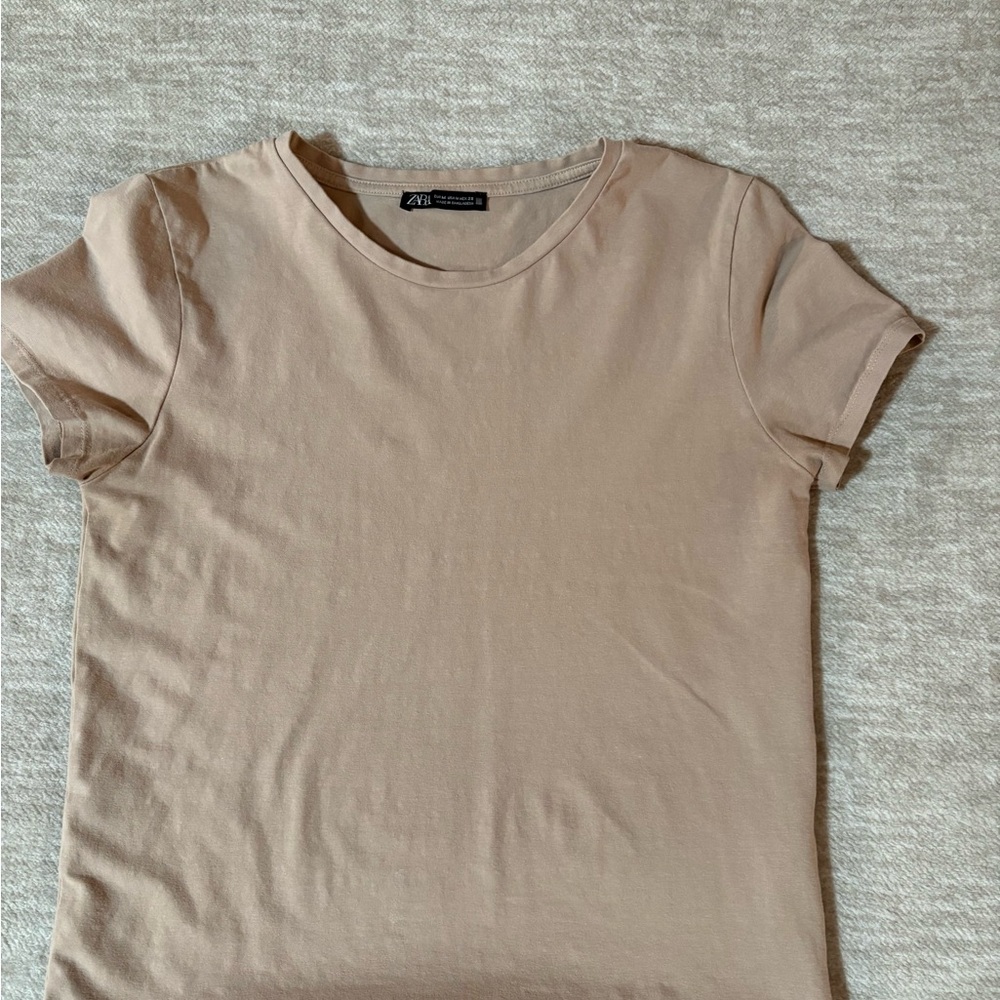 Zara Light Tan Short Sleeve Tee